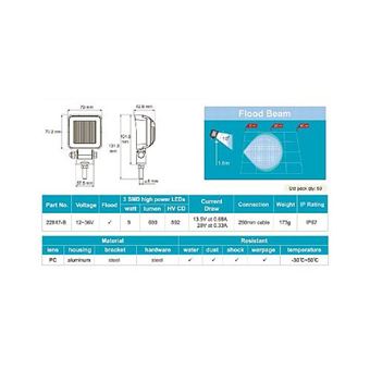 Reflektor pracovní LED 8W 600lm s držákem